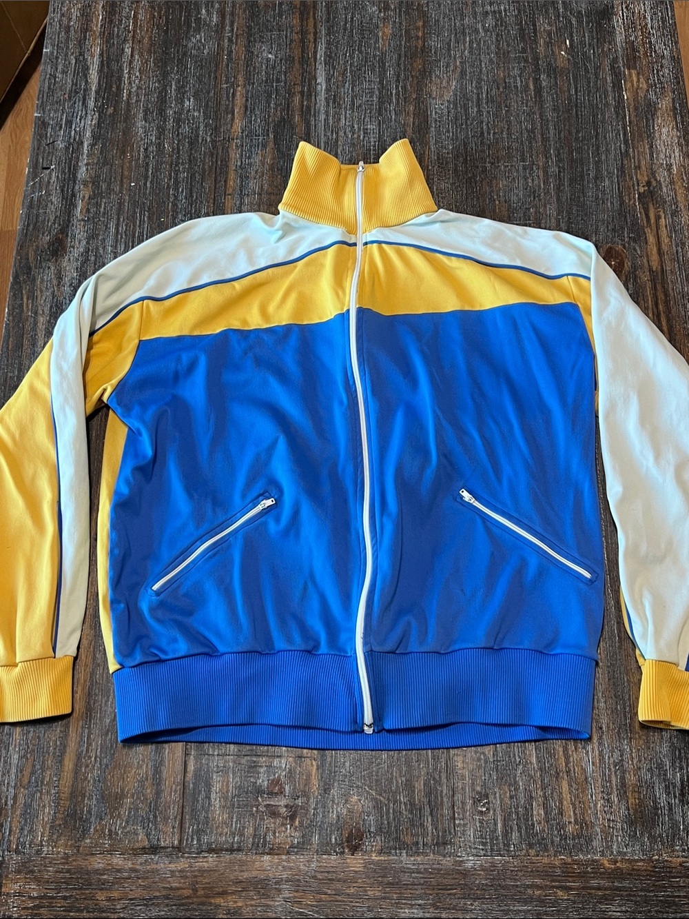Vintage Speedo Blue and Yellow Colorblock Varsity Jacket - Cheerleading